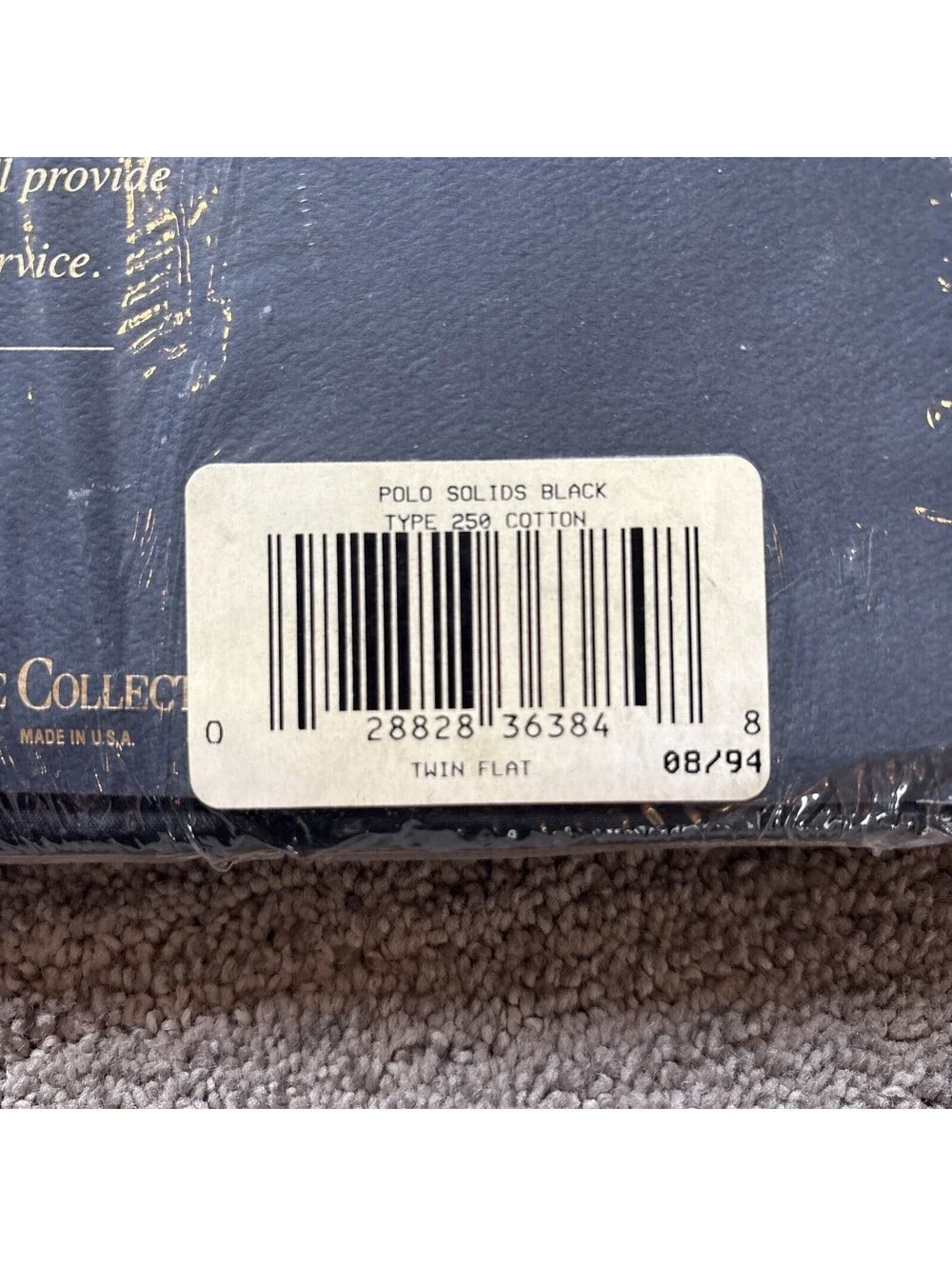 VINTAGE Ralph Lauren The Polo Sheet 250 Count Flat Sheet Twin Black Pima Cotton